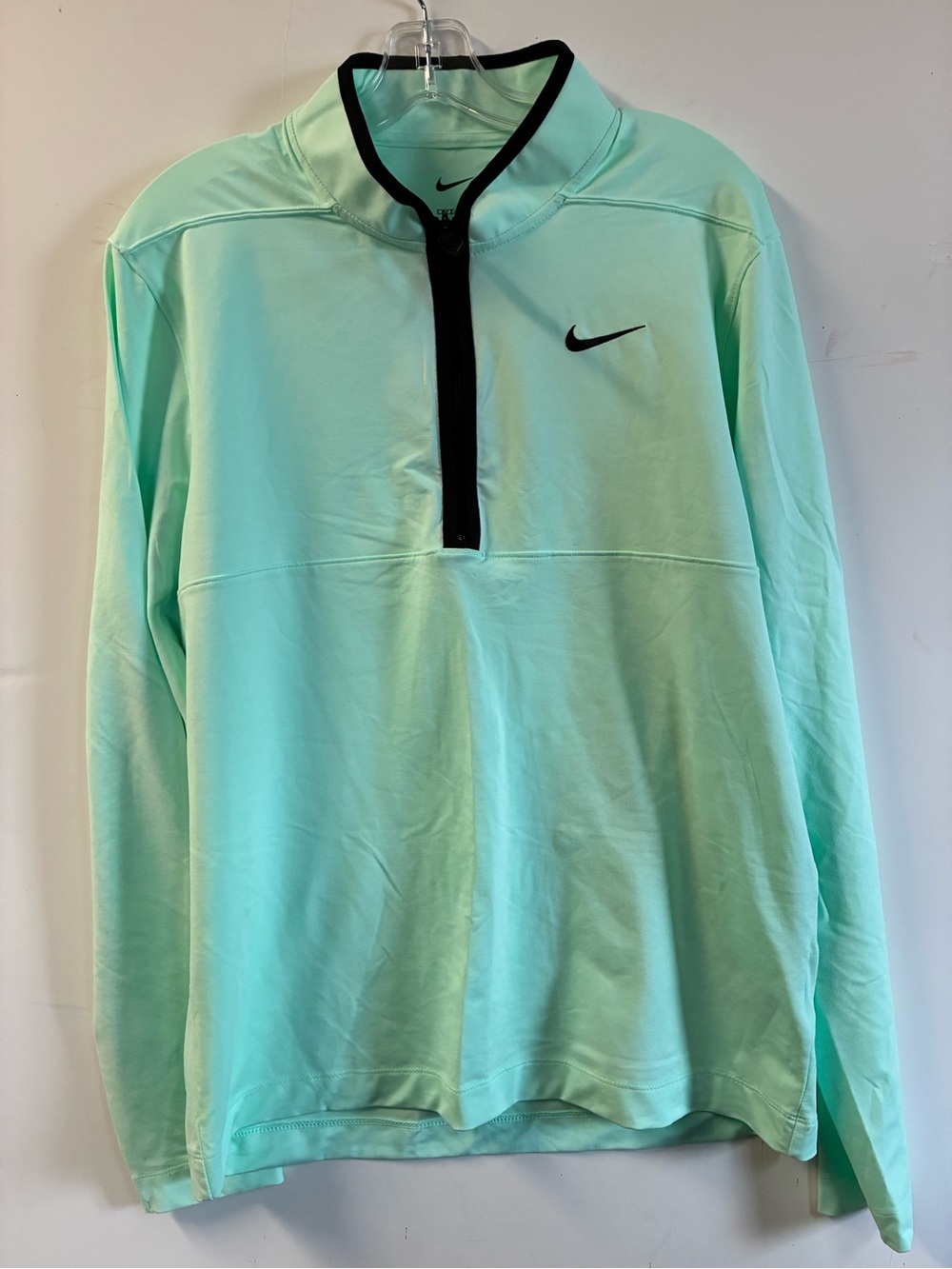 Nike Men’s Mint Green Quarter-Zip Performance Pullover with Black Trim